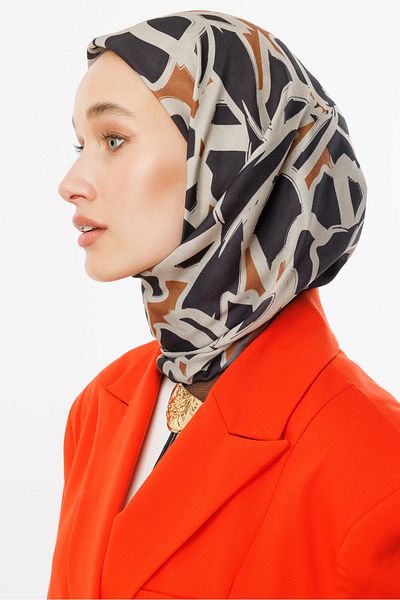 Mooncorn Βαμβακερό κασκόλ Bitter Brown Zyra Pattern
