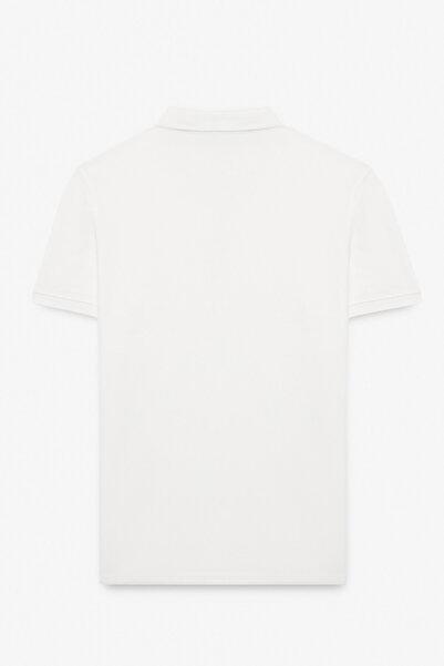 GRIMELANGE Skyloom Men's 100% Cotton Short Sleeve Regular Fit White Polo Neck T-Shirt