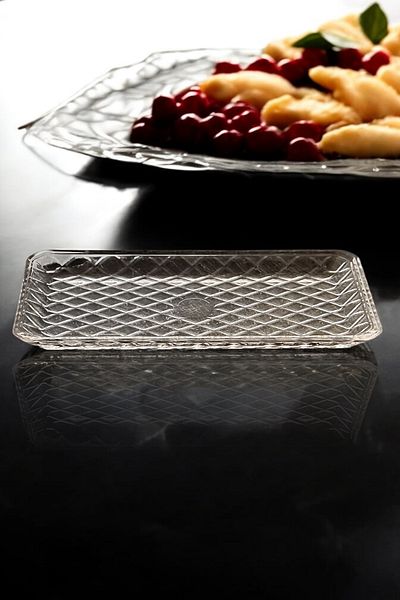WuuQ Rectangular Crystallized Glass Serving and Presentation Plate - 30 cm