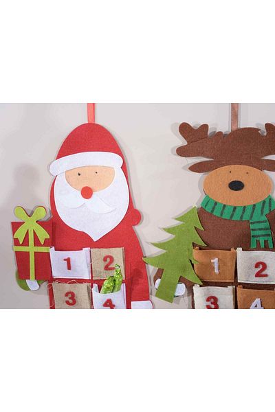 Decorer Advent Calendar Santa Claus Hanging Textile 25 x 90 cm
