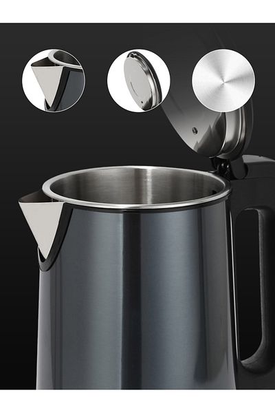 LAC LAICHY 1.8l 1500w Stainless Steel Electric Kettle,safe And Durable,auto Shutdown,cordless Power Base,black