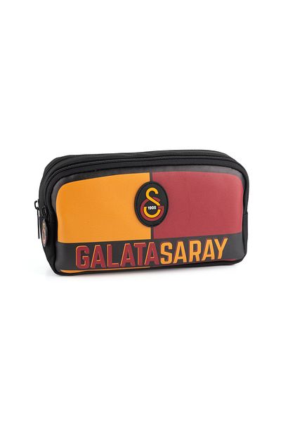 Galatasaray Official Licensed Jumbo Two Compartment Zippered Faux Leather Pen Bag Box 25555