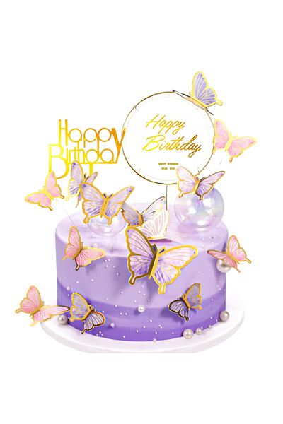 HASEPE Happy Birthday cake decorations Home Sweet Paradise, set 22 pieces butterflies, for special events