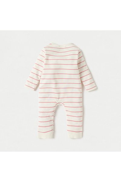 Juniors Striped Sleepsuit With Bunny Applique And Long Sleeves