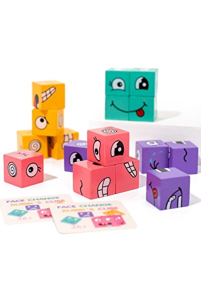 OEM Emotions facial expressions game, Montessori made of wooden cubes