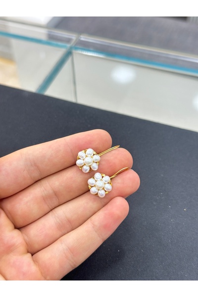 ahes kuyumculuk 14 AYAR ALTIN İNCİLİ PAPATYA KÜPE