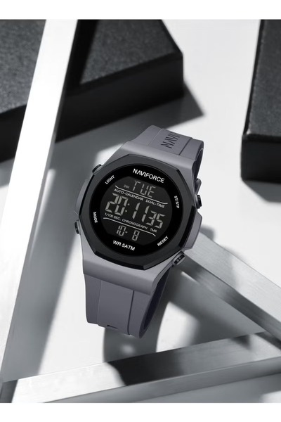 Naviforce Fumed Silica Strap Multifunctional Digital LCD Wrist Watch For Men
