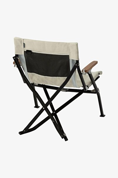snow peak Luxury Low Beach Chair, Katlanabilir Kamp Sandalyesi, Ahşap Kollu, Düşük Sırtlı