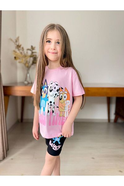 Elidabutik Bluey Slim Legging Pink Set