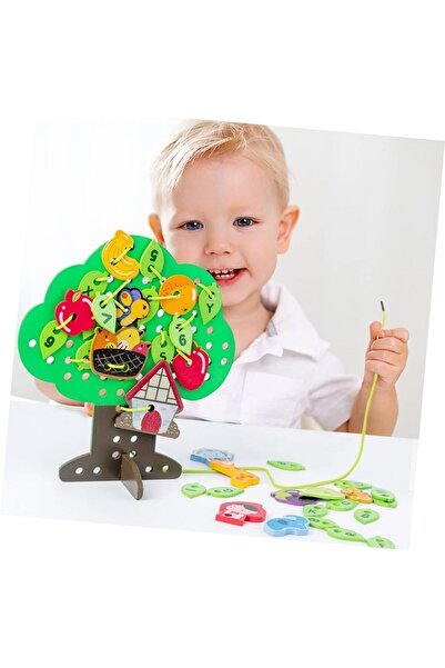 sallma Wooden Lacing Toy, Lacing Tree - Little Red Riding Hood Leaves & Fruits
