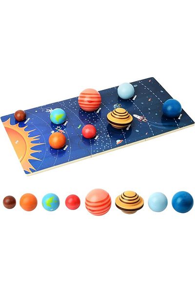 OEM Sistemul Solar din lemn cu 8 Planete si 3 planse, Montessori
