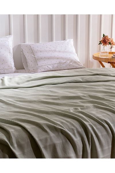 Madame Coco Mathilda King Size Ecocell Cotton Plain Pique Set - Mint Green