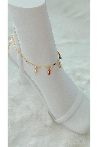 GM TAKI Colorful Rectangular Detailed Anklet