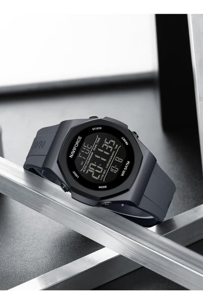 Naviforce Fumed Silica Strap Multifunctional Digital LCD Wrist Watch For Men