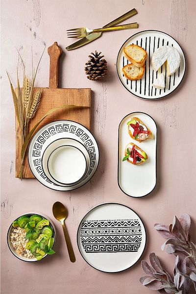 WuuQ 14 Piece Stackable Sio Savior Breakfast Set for 6 People - Luxury Breakfast Presentation Set Plate