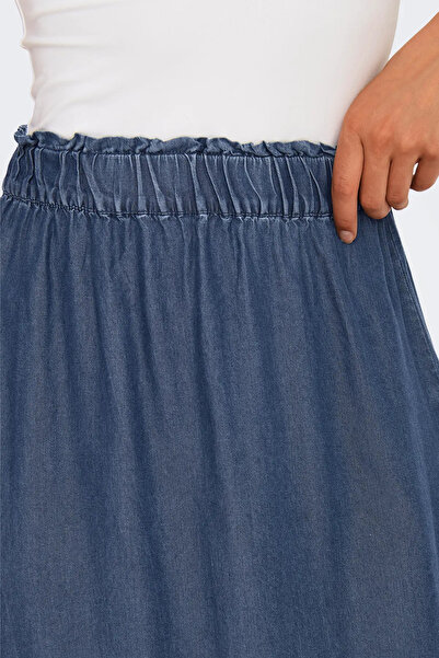 ONLY Kadın Onlpema Beli Lastikli Maxi Etek 15250371 Koyu Mavi