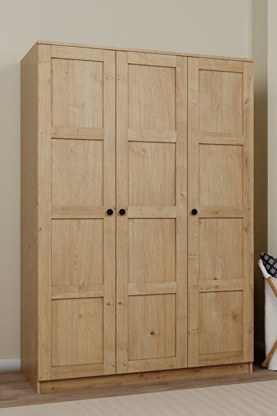 midoser Lucas 3 Kapaklı, 6 Raf Bölmeli, Askılıklı Geniş Elbise Dolabı, Gardır...