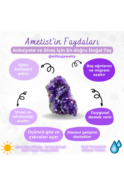 Elifsu Jewelry Ametist Taşı Tesbih Doğal Taş