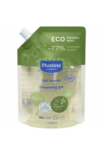 Mustela Gel de curățare reumplere, Mustela, certificat BIO, 400 ml