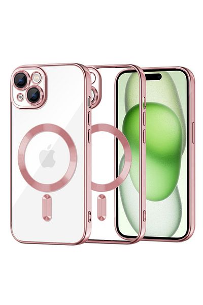 SKYDDAR INNOVATION Husă pentru iPhone 15 Plus, Luxury Shield Magsafe, protecție antișoc, roz, set de autocolante