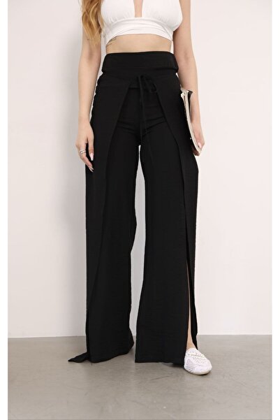 spirituel Γυναικείο παντελόνι με λουράκι στη μέση με σχισμή Loose Palazzo παν...