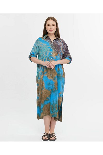 Ranasubaşı Batik Shirt Dress Turquoise