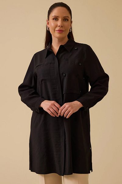 Gala-Xi Galaxi Women Plus Size Embroidery Detailed Tunik 4016 Black