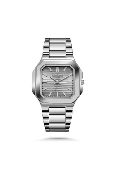 catera Men's silver-tone steel watch with a gray dial