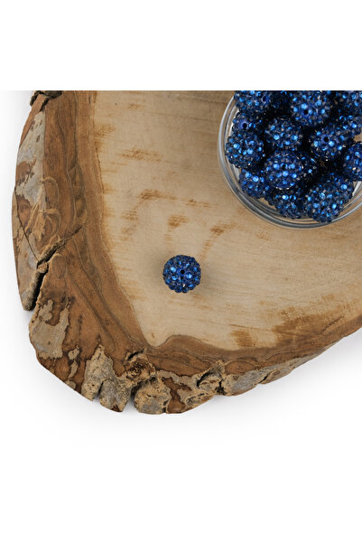 Prestij Boncuk Taşlı Top Boncuk 12 Mm Yuvarlak Mavi Taşlı Plastik Boncuk 5 Adet