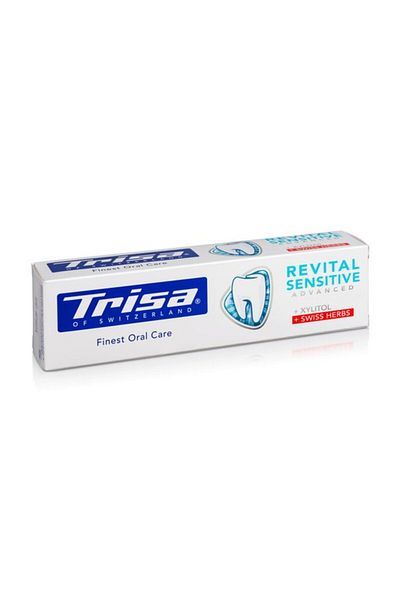 Trisa Pastă de dinți Revital Sensitive cu xilitol și ierburi elvețiene, 75 ml, 904163 albastră
