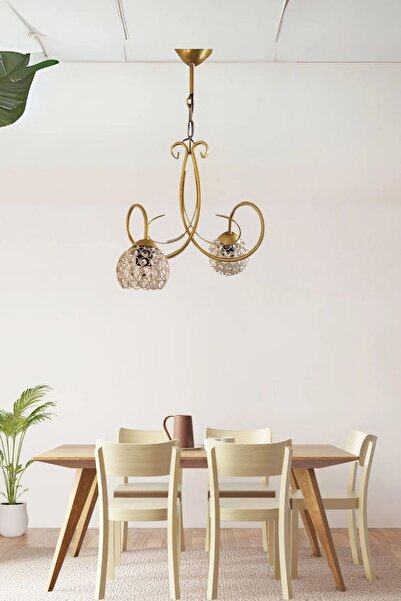 Ömür Avize alya gold kasa kristal camlı avize