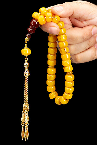 OTTOTESBİH Osmanlı Tasarım Havşa Delik 7.5x11.5mm Tekerlek Kesim Sıkma Kehribar Tesbih