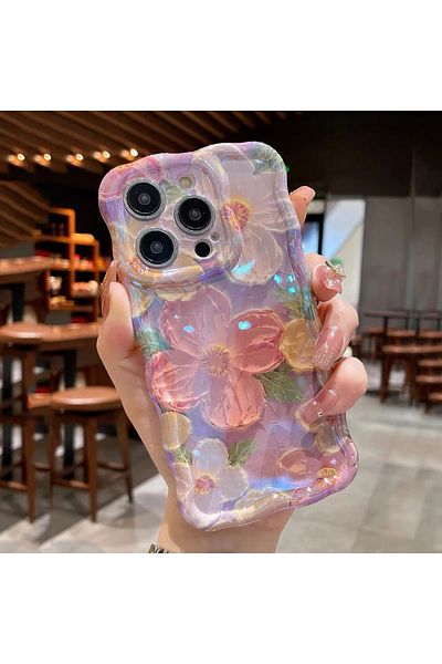 Choice For iPhone 14Pro Max Pink Retro Oil Painting Phone Case For iPhone 13 14 15 16 ProMax 12 11 Luxury F