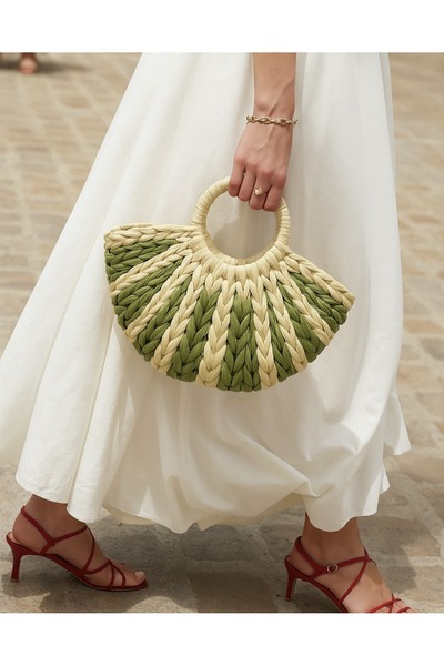 Luminos Butik Χειροποίητη Στρογγυλή Ψάθινη Τσάντα – Καλοκαιρινό Μοντέλο σε Πρ...