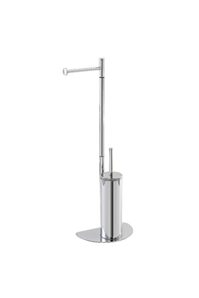 Feridras Suport vertical pentru hârtie igienică și perie, argintiu, h 76 cm