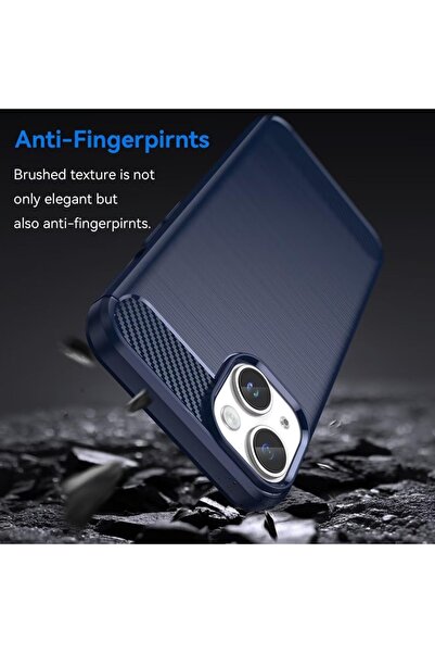 SKYDDAR INNOVATION Θήκη για iPhone 15 Plus, Σιλικόνη από Άνθρακα, Λεπτή, με υφή από Ανθρακονήματα, Μπλε, με αυτοκόλλητο