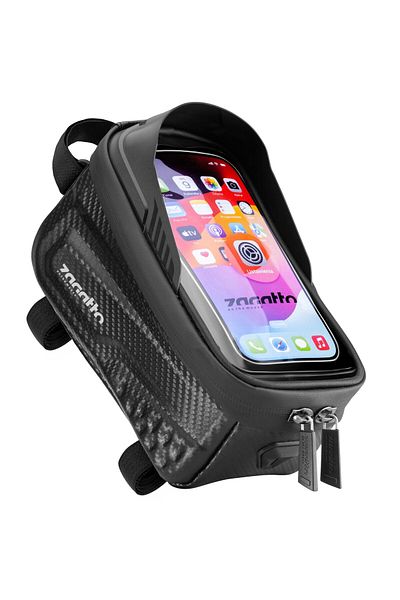 zagatto Bike Frame Bag Zagatto®, Black, Waterproof, Phone Pocket with Visor, 20x13x10 cm, ZG961