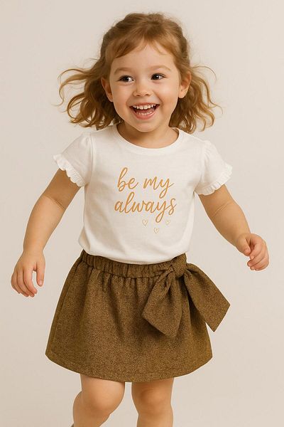 Overdo Girl's Short Sleeve T-Shirt Glitter Skirt Set