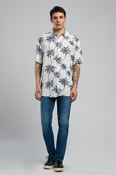 Lee Cooper Ανδρικό πουκάμισο Regular Fit Λευκό 252 LCM 241021 TAREF WHITE