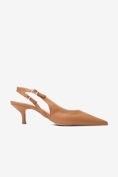 Seniorah Tan Skin Double Buckle Women's Heeled Shoes