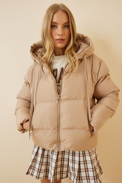 Lovelyİstanbul Cream Hooded Puffer Jacket - Lrv0048