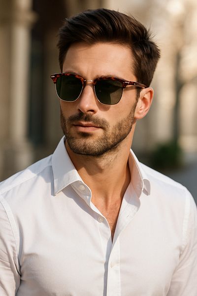 Daniel Klein Unisex Polarized Sunglasses – Tortoise Patterned Clubmaster Model