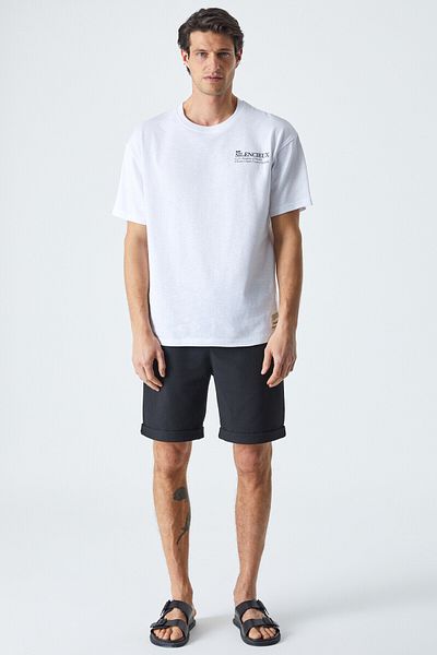 GRIMELANGE Ardian Men's Comfort Fit Pocket Lanyard Elastic Waist Black Shorts & Bermudas