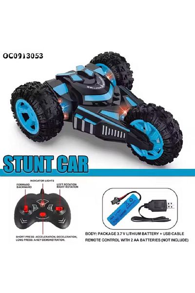rexa 2.4G 3Wheels Rotation Rolling Remote Control Toys Double Sided Stunt Car