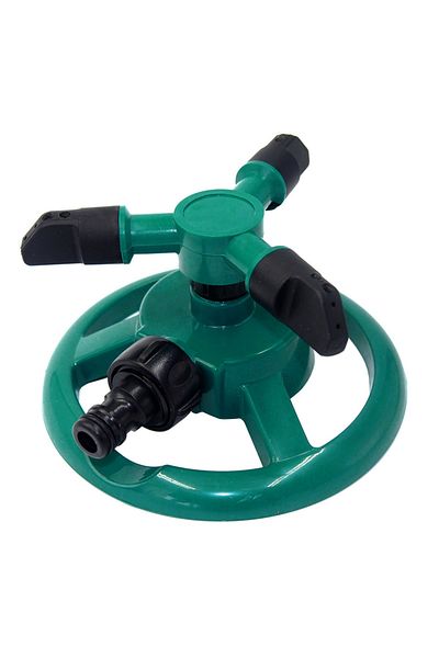 Aptel Automatic rotating garden sprinkler with 3 arms, plastic, 2 operating modes, green/black