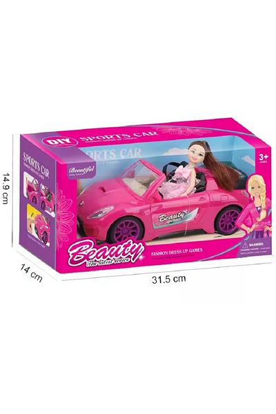 rexa Hot Selling Pink Model Car With 5.5" Doll for Kids High Quality