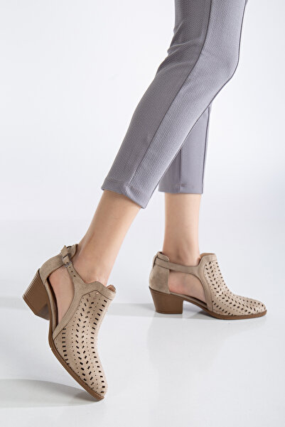 MS SUGAR SHOES Şık ve Rahat Nefes Alan Yazlık Kovboy Süet Kadın Bot