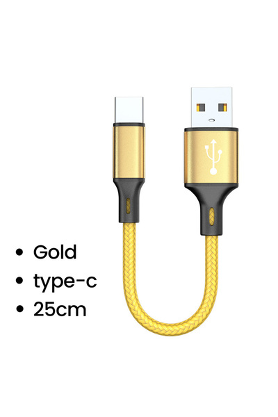 Choice كابل ذهبي قصير بطول 0.25 متر من النوع c، كابلات Micro USB من النوع c، ...