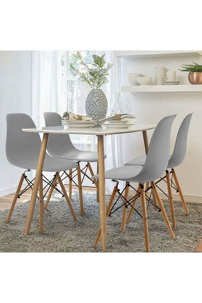 Taimi Pack of 2 Modern Style Plastic Dining Chair Mid Century Modern DSW Chair, Shell Lounge ,Gray