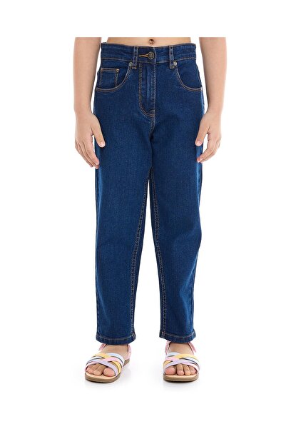 R&B Solid Relaxed Jeans with Button Closure